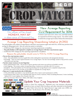 New Acreage Reporting CLU Requirement for 2016