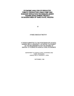 economic analysis of irrigated tomato production using pump and