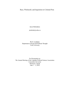 Race, Witchcraft, and Inquisition in Colonial Peru