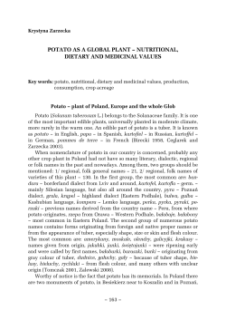 potato as a global plant &ndash; nutritional, dietary and medicinal values