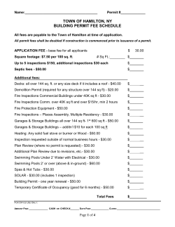 TOWN OF HAMILTON, NY BUILDING PERMIT FEE SCHEDULE