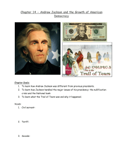 Chapter 14 - Andrew Jackson and the Growth of