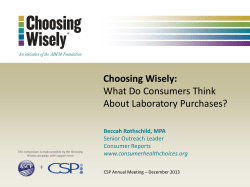 Choosing Wisely: What Do Consumers Think About Laboratory