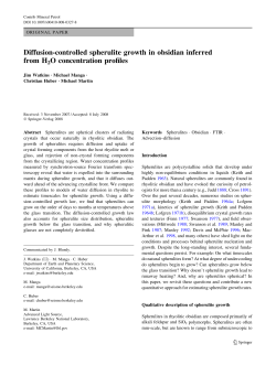 Diffusion-controlled spherulite growth in obsidian inferred from H2O
