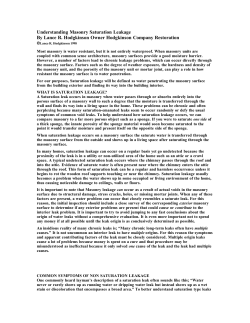 Understanding Masonry Saturation Leakage