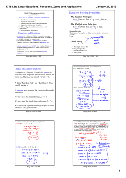 171S1.5q Linear Equations, Functions, Zeros and Applications