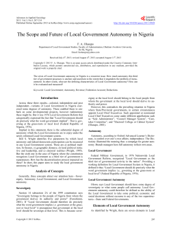 The Scope and Future of Local Government Autonomy in Nigeria