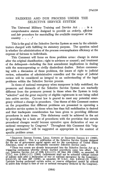 Fairness and Due Process Under the Selective Service System