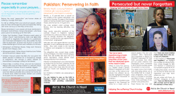 Persecuted but never Forgotten Pakistan: Persevering in Faith