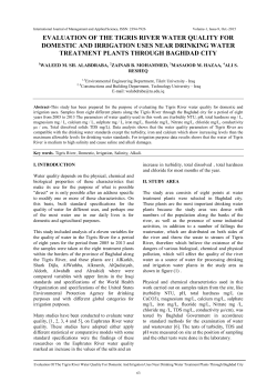 evaluation of the tigris river water quality for domestic and