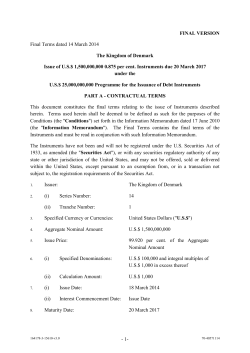 1- FINAL VERSION Final Terms dated 14 March 2014 The Kingdom
