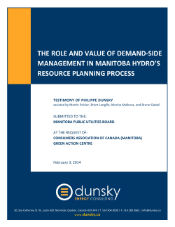 Demand Side Management - Dunsky - Manitoba Public Utilities Board