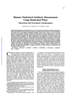 Human Cholesterol Synthesis Measurement Using Deuterated Water