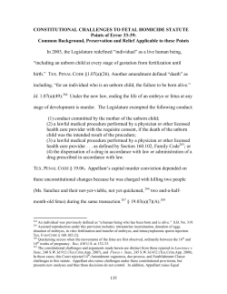 CONSTITUTIONAL CHALLENGES TO FETAL HOMICIDE