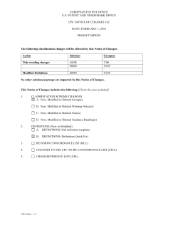 CPC Notice of Changes 162-MP0259 (various subclasses)