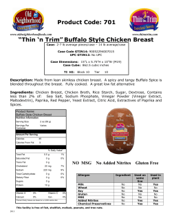 Product Code: 701 &ldquo;Thin `n Trim&rdquo; Buffalo Style Chicken Breast