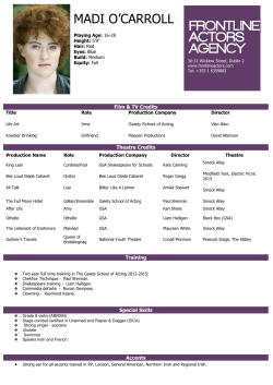 madi o`carroll - Frontline Actors Agency