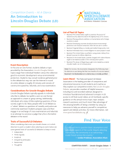 An Introduction to Lincoln-Douglas Debate (LD) Find Your Voice