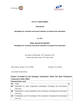 CIT4-CT-2006-028603 INCLUD-ED Strategies for inclusion and