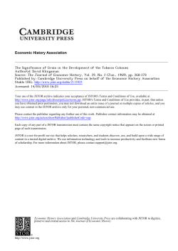 The Significance of Grain in the Development of the Tobacco Colonies