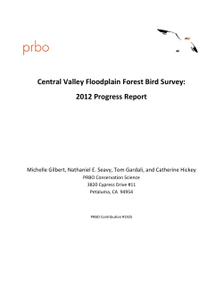 Central Valley Floodplain Forest Bird Survey: 2012 Progress Report