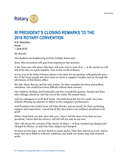 RI President`s Closing Remarks to the 2016 Rotary