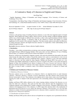 A Contrastive Study of Cohesion in English and Chinese