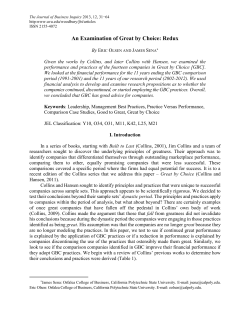 An Examination of Great by Choice: Redux