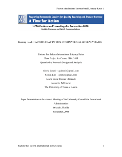Factors that Inform International Literacy Rates 1 Factors that inform