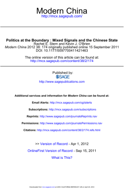 Modern China - Political Science, UC Berkeley