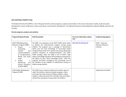 2015 NATIONAL PRIORITY PLAN The National Priority Plan