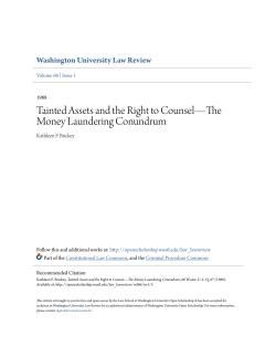 Tainted Assets and the Right to Counsel—The Money Laundering