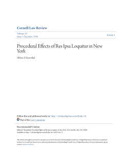Procedural Effects of Res Ipsa Loquitur in New York