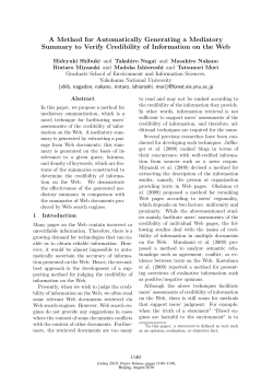 A Method for Automatically Generating a Mediatory Summary to