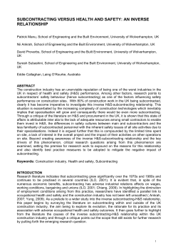 SUBCONTRACTING VERSUS HEALTH AND SAFETY: AN