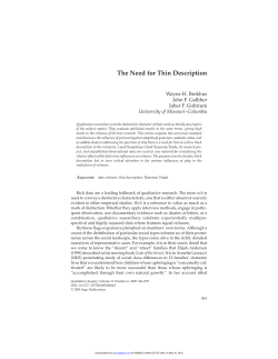 The Need for Thin Description