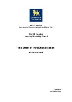 The Effect of Institutionalisation