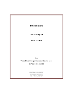 Banking Act Oct 2015 - Central Bank of Kenya