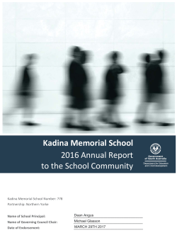 Kadina Memorial School 2016 Annual Report to the School