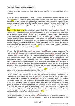 Crucible Essay &ndash; Yuenho Wong