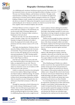 Biography: Christiaan Eijkman - Storytelling @Teaching Model