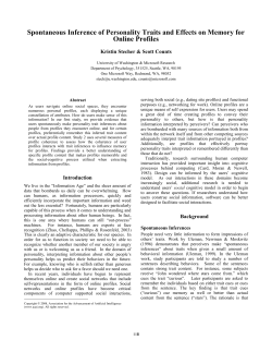 Spontaneous Inference of Personality Traits and Effects on Memory