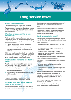 Fact Sheet - Long service leave