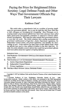 Paying the Price for Heightened Ethics Scrutiny: Legal Defense