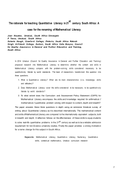 The rationale for teaching Quantitative Literacy in 21 st century
