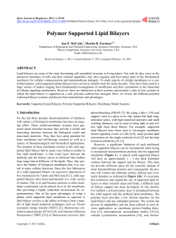 Polymer Supported Lipid Bilayers
