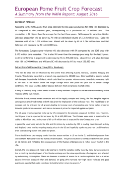 European Pome Fruit Crop Forecast