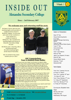 Date: - 3rd February 2017 - Alexandra Secondary College