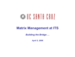 Matrix Management Workshop - ITS web hosting for campus units