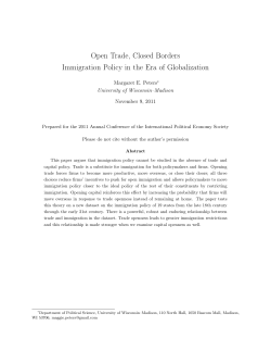 Open Trade, Closed Borders Immigration Policy in the Era of
